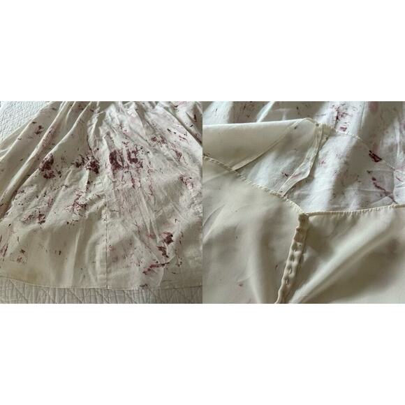 TEXTILE ELIZABETH & JAMES Peasant Dress Splatter Bone/Maroon SzM Cottage Prairie - Picture 3 of 9
